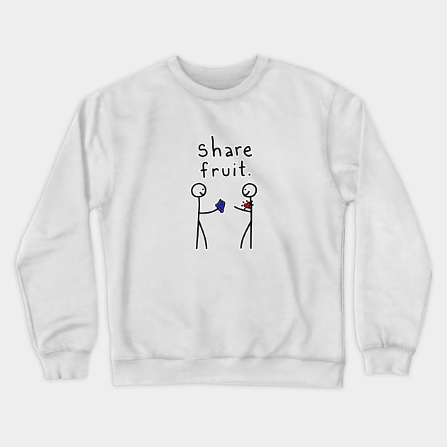 Stick Figures Share Fruit Crewneck Sweatshirt by CrazilykukuDesigns